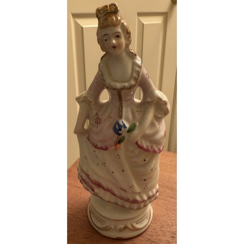 Vintage gold gilded‎ Victorian Woman Porcelain Figure 1940s Japan